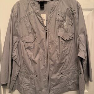 Lane Bryant Silver Utility Jacket with Embellishments